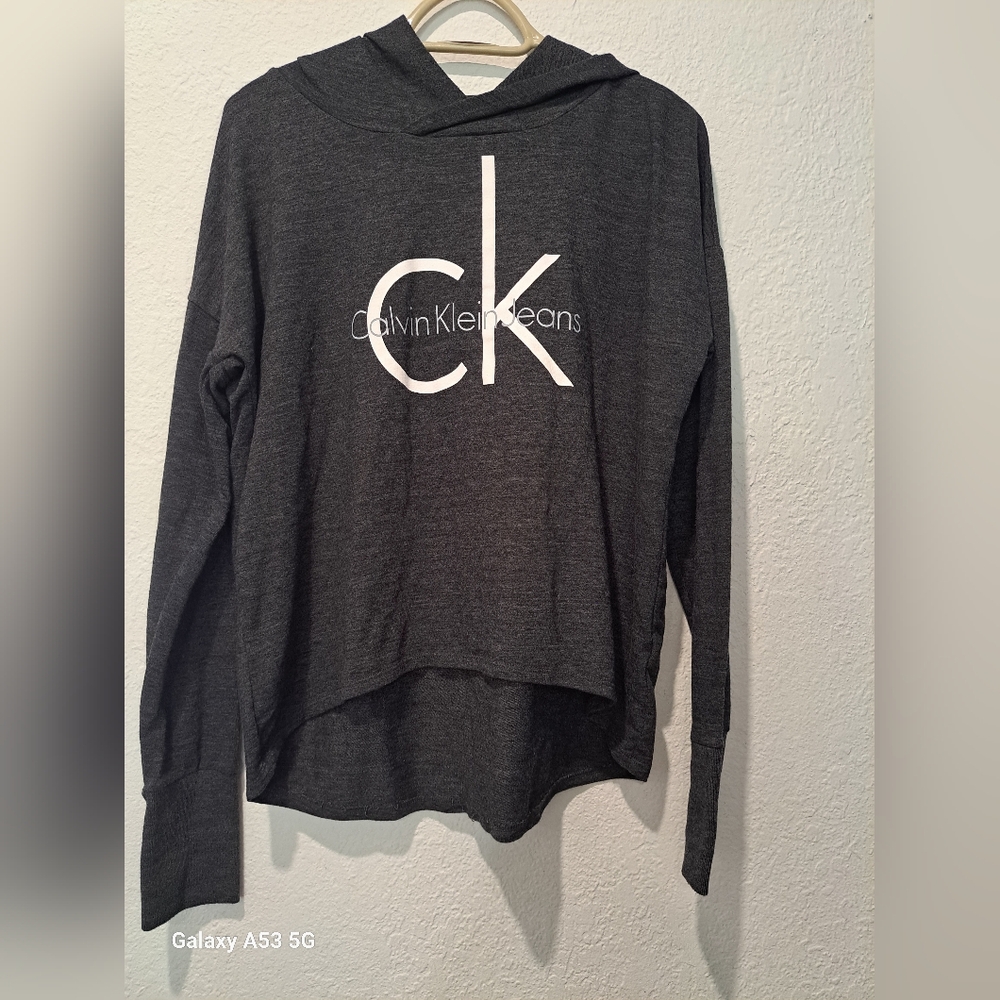Calvin Klein Women's Cropped Hoodie, Dark Grey